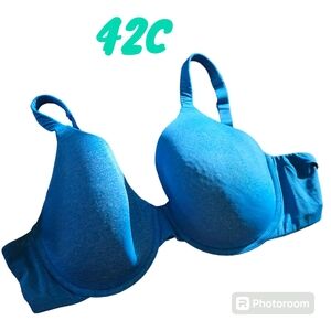 Ambrielle Women 42C Everyday Full Coverage Tshirt Bra Light Padded Blue